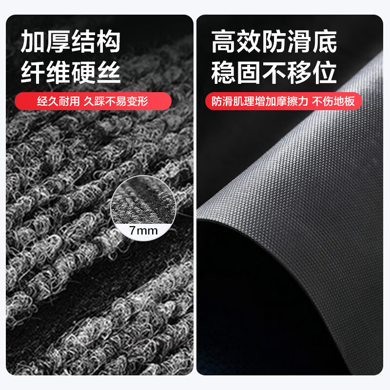 Nafuniao door door dust-repellent, waterproof, anti-fouling and wear-resistant seven-stripe non-slip floor mat 120*150cm gray