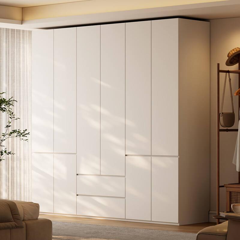 Saint-Born Wardrobe Solid Wood Wardrobe Handle-Free ENF Level Home Bedroom 2025 New Cream Style Segmented Cabinet Customized Wardrobe - Price Subject to Plan Whole Cabinet Oak Solid Wood/Upgraded Higold Hardware