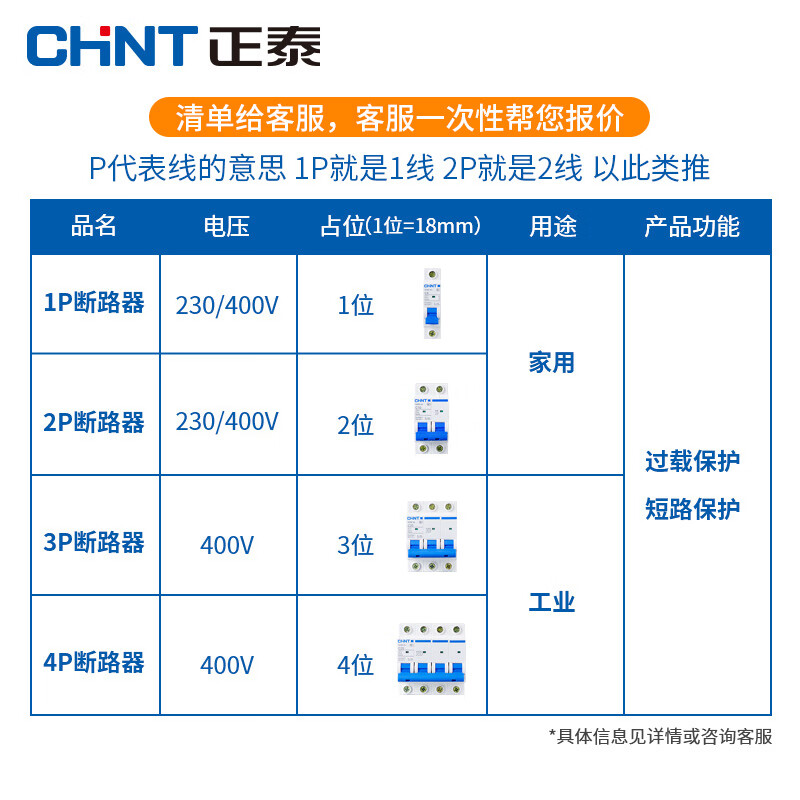 Chint air switch NXB-63 household 1 single air switch 2 circuit breaker DZ47-60 switch 3p three-phase c32A 3P 125A