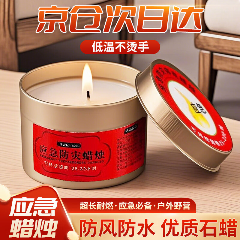 Cast solid emergency candle disaster prevention backup power outage lighting waterproof windproof smokeless candle 2 pack