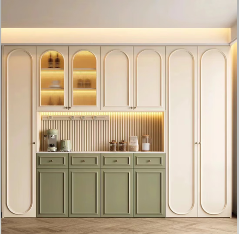 Oluoxun customized French cream style ENF grade cabinet door customized glass door blister molded door panel customized E0 high density board French style