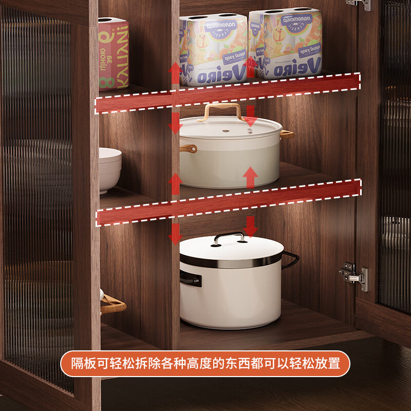 Yiyang solid wood sideboard against the wall integrated storage cabinet kitchen storage cabinet living room tea cabinet wine cabinet multi-functional storage cabinet solid wood color 120cm solid wood door style