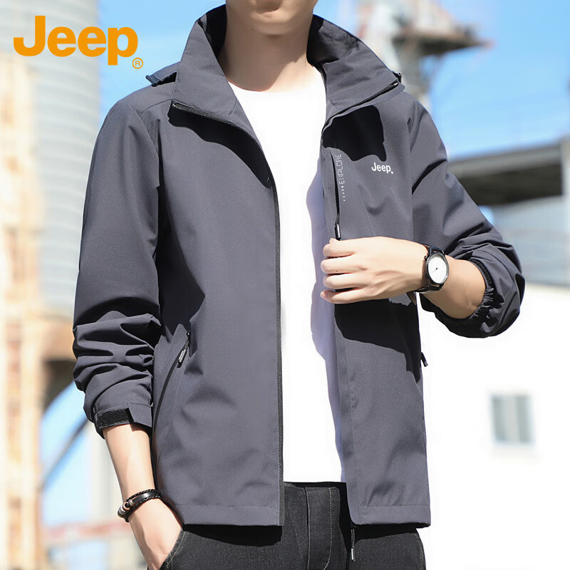 JEEP Jeep Jacket Men's Jacket Spring and Autumn Jacket Loose Fashion Casual Top Men's Dark Gray XL