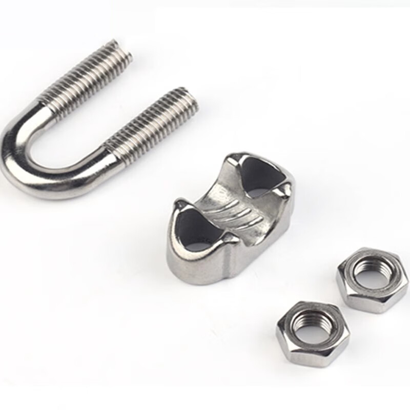 Shantou Lincun 304 stainless steel wire rope chuck U-shaped lock buckle rolling head wire clamp rope clamp lock head wire clamp 304 stainless steel M6 (3 pieces)
