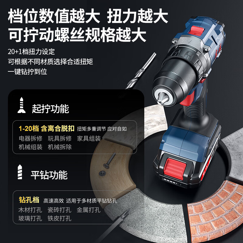 Dongcheng 20V brushless electric hand drill DCJZ2060AM rechargeable electric screwdriver two-speed forward and reverse lithium electric drill