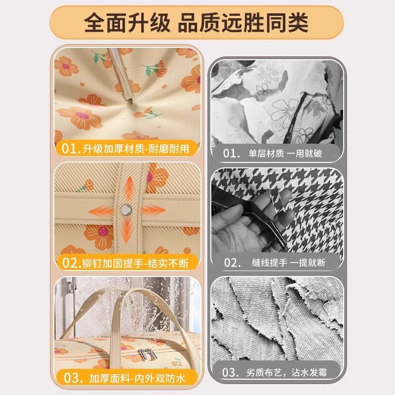 Shudu Moving Packing Bag Large Capacity Household Quilt Storage Bag Clothes Organizing Luggage Bag Waterproof and Moisture-proof Regular Thickened Sky Blue Extra Large 150#