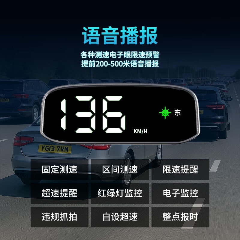 Advanced Electronic Dog 2025 New Solar-powered Beidou Speed Radar Safety Early Warning Head-Up Display for Vehicles Solar HUD No need to plug in, no need to plug in the card - no data required