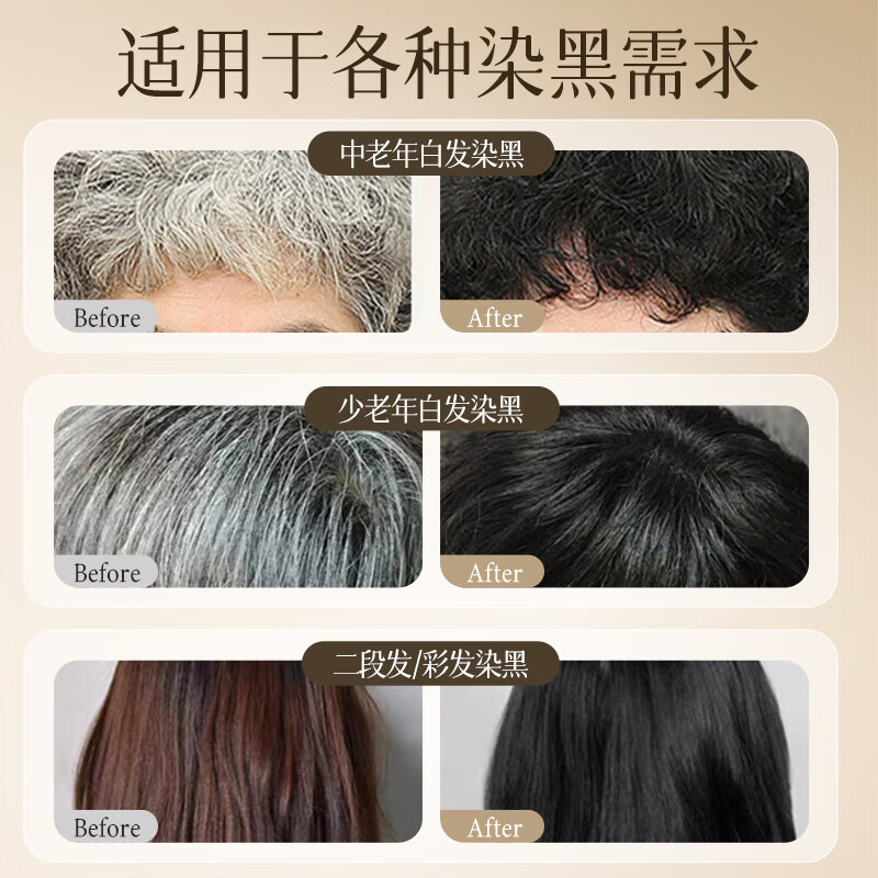 Tongrentang hair dye cream natural plant pure natural black non-stick scalp non-irritating one-wash black hair dye for men and women covering white hair