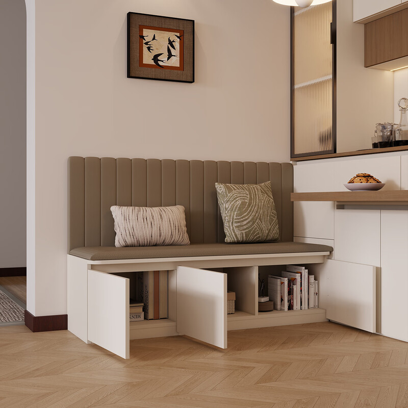 Yijuge solid wood retro style sideboard wall storage locker living room home wine cabinet rotating dining table deck storage cabinet A style 160 long 95 high cream white + Indy walnut