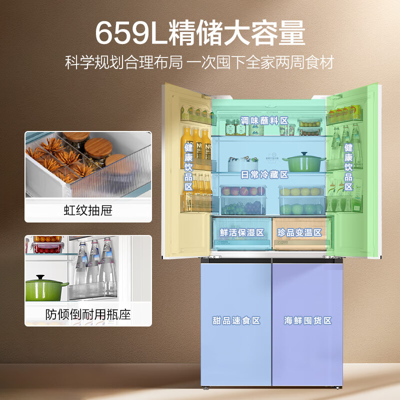 Haier Feast Series 659L cross-door maternal and child refrigerator EPP sterilization and deodorization first-level energy efficiency frost-free extra large capacity BCD-659WGHTDE5WVU1 national subsidy