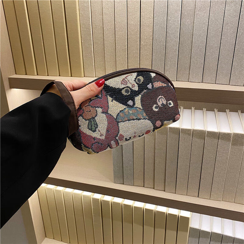 Nimense 2025 New Cosmetic Bag Large Screen Mobile Phone Bag Women's Bear Canvas Coin Purse Casual Hand-Hand Clutch Storage Bag Brown Bear