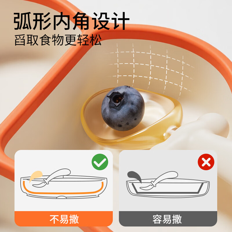 COOKSS baby plate compartment baby suction cup independent eating silicone bowl soup straw children's food supplement tableware