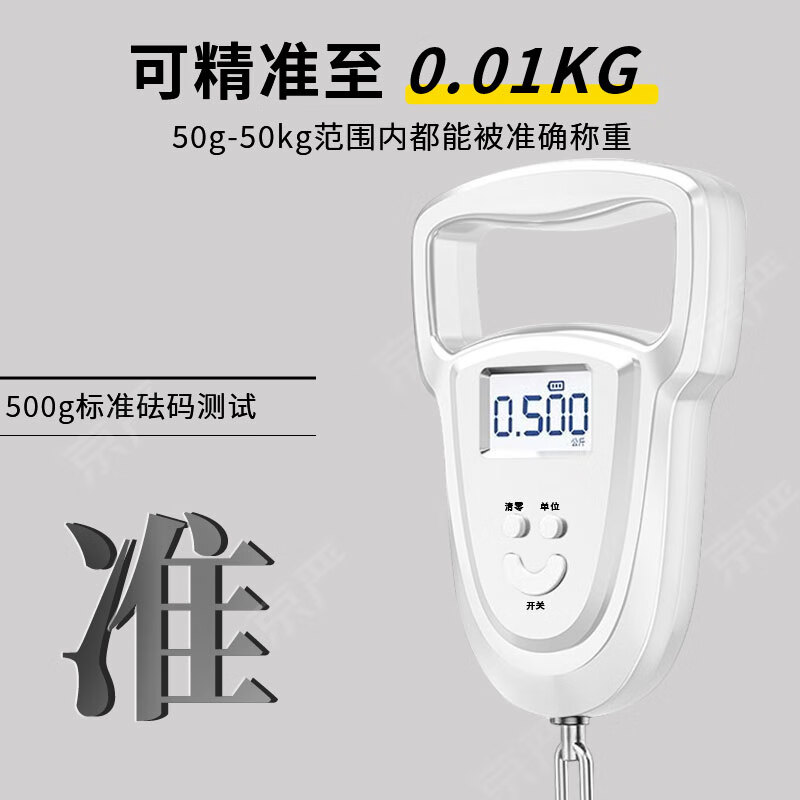 Jingyan portable electronic scale, household portable scale, small spring express scale, high-precision special hook for selling vegetables, small scale, three-use model, charging + plug-in + battery, can weigh 100 kilograms, one-click tare and set to zero | high precision 0.01kg | one-click change of four units