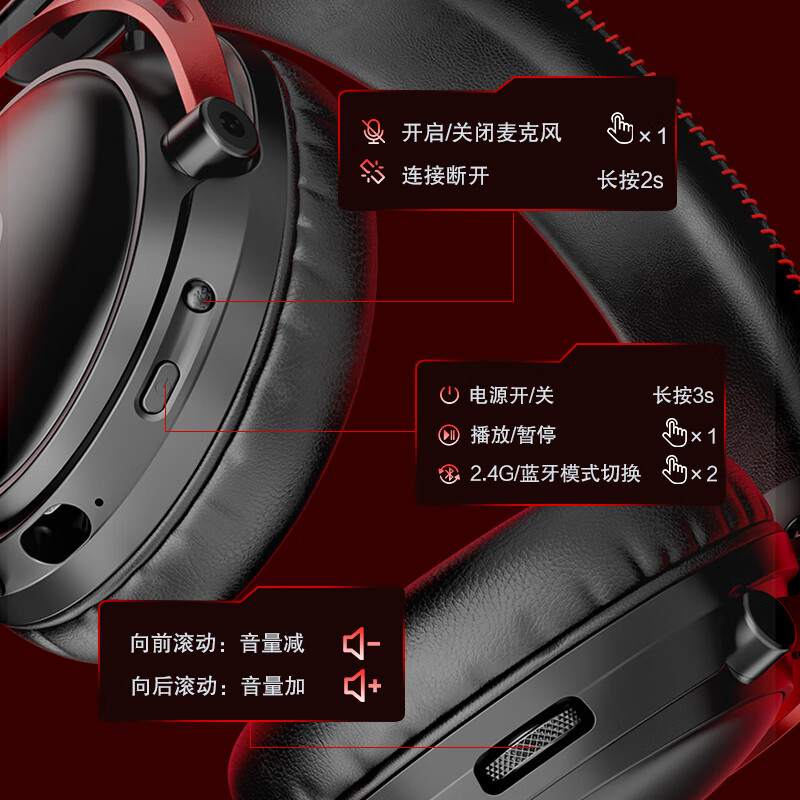 HP (HP) GH20Pro wireless gaming headset head-mounted 7.1 surround sound e-sports chicken delta FPS game listening position identification suitable for Shadow Elf wireless version Panda White