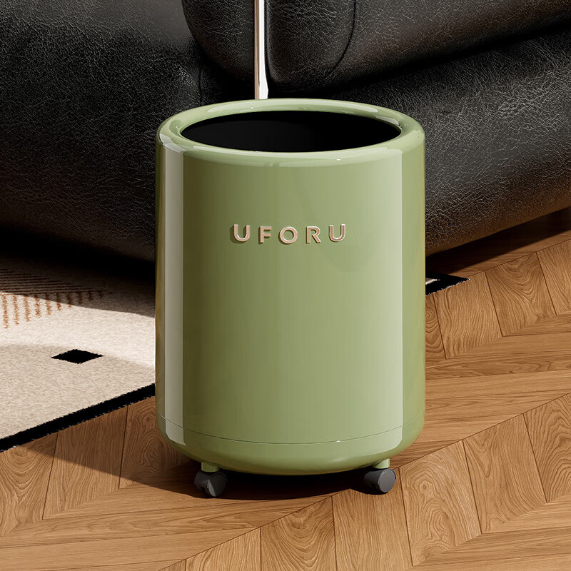 Cabinet star trash can for home use in antique style living room with high appearance, bedroom, bathroom, kitchen and toilet, large capacity paper basket storage bucket, cream white, with wheels, 360-degree sliding