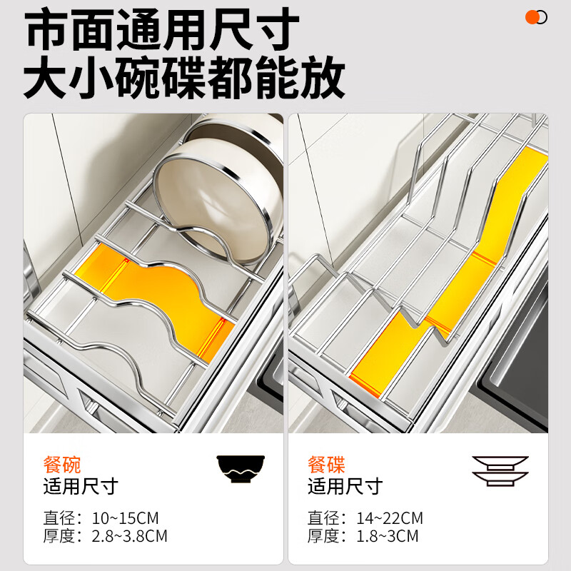 Benwang (BW) 304 stainless steel kitchen dish storage rack drain bowl rack wall-mounted bowl storage rack household drain rack new product special offer wall-mounted dish rack - free drain tray