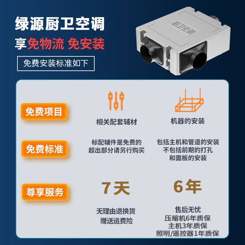 Luyuan (LVYUAN) kitchen air conditioner special single cooling dehumidification cool lighting anti-oil fume ceiling embedded household ceiling hidden all-in-one machine T8/300*600 purification direct blowing air small 1 piece set self-cleaning series-2200W station type-1 hole T8 series