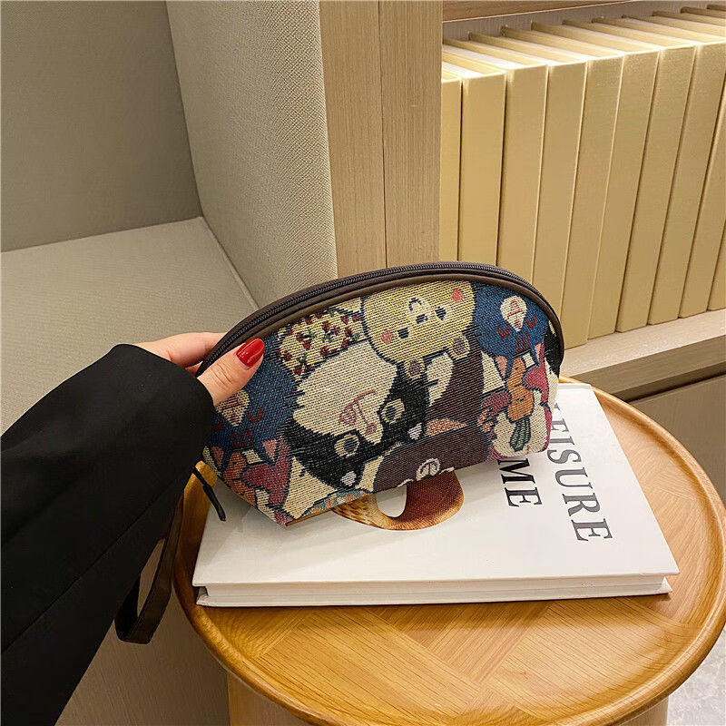 Nimense 2025 New Cosmetic Bag Large Screen Mobile Phone Bag Women's Bear Canvas Coin Purse Casual Hand-Hand Clutch Storage Bag Brown Bear