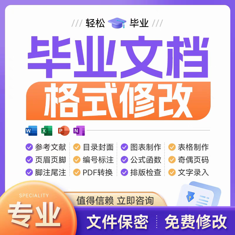 Paper format, word typesetting, references, headers and footers, table of contents, chart making, formula entry, footnotes, white