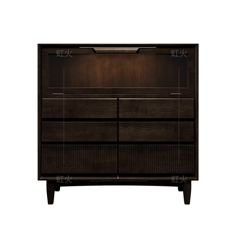 Honghuo solid wood sideboard combination home kitchen floor-standing glass storage display cabinet wine cabinet multi-functional tea cabinet main material pine drawer flip door cabinet (with cabinet legs)