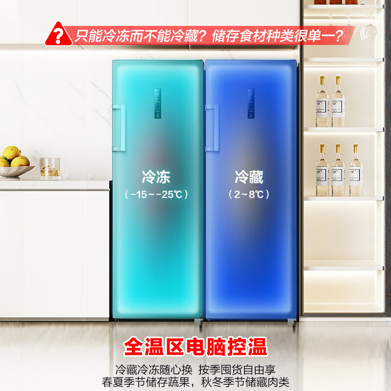 Ronshen 240L vertical household freezer refrigerator IDP active sterilization dual-frequency air-cooled frost-free computer precise control energy-saving intelligent vertical cabinet BD-240WPRSY