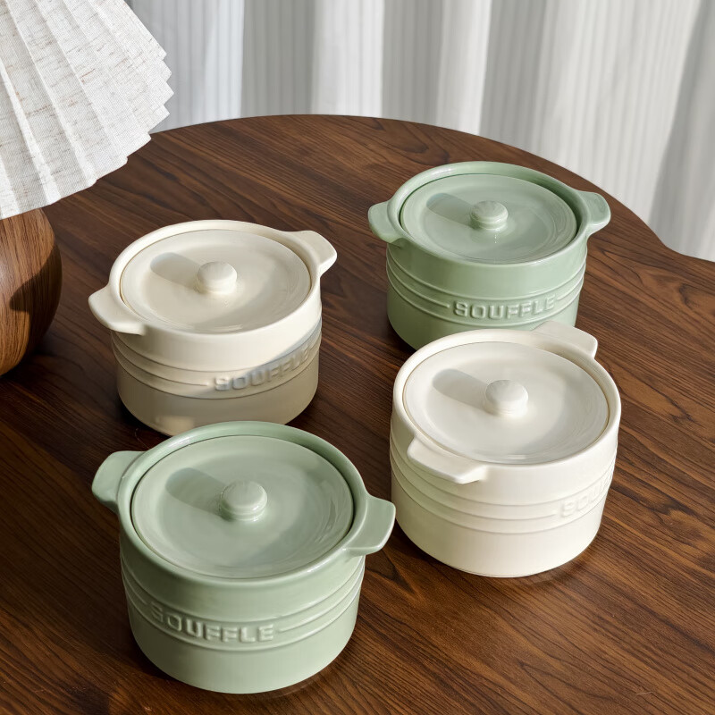 Waterproof stew pot for household ceramics with lid, stewed bird's nest and steamed eggs for one person, special earthenware pot for simmering soup, small milky white earthenware pot - 350ml