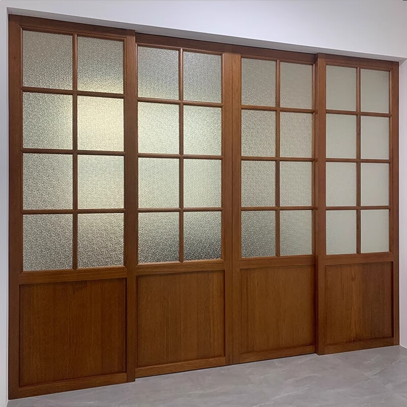 Solid wood sliding door balcony partition door interior door customization simple kitchen door French retro folding door glass door color style size can be customized