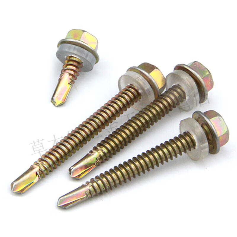 Milan external hexagonal drill tail screws, color steel tile dovetail screws, self-tapping self-drilling screws for tapping iron sheet steel plates, M4.2*40, 100 pieces, free M8 sleeve