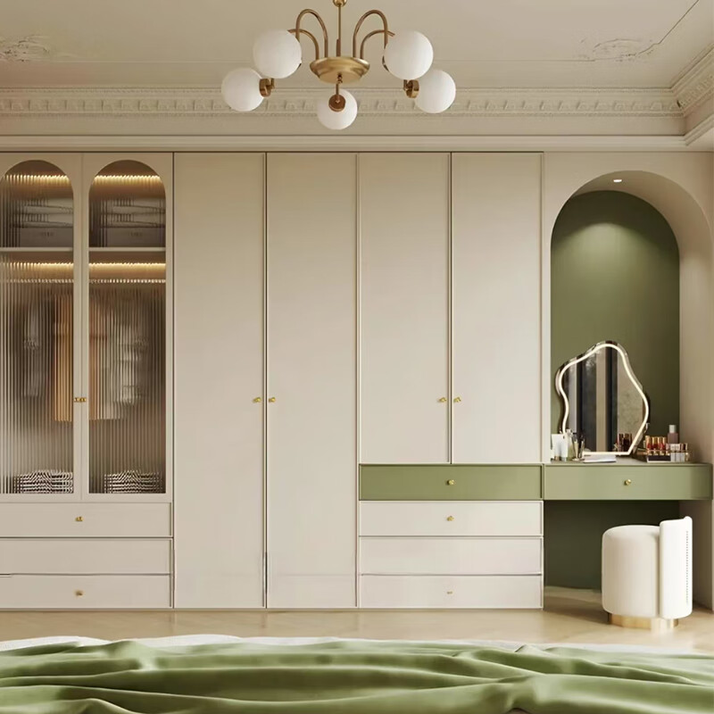 Oluoxun customized French cream style ENF grade cabinet door customized glass door blister molded door panel customized E0 high density board French style