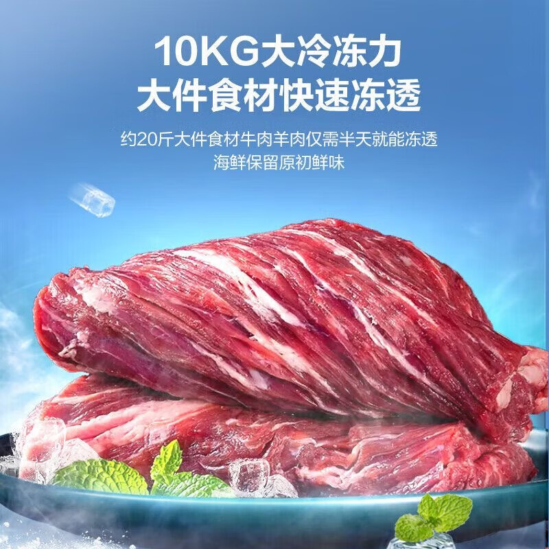 美菱301升/201升家用大容量冰柜冷藏冷冻转换变温柜卧式一级能效冷藏 金色 200L 大冷冻空间