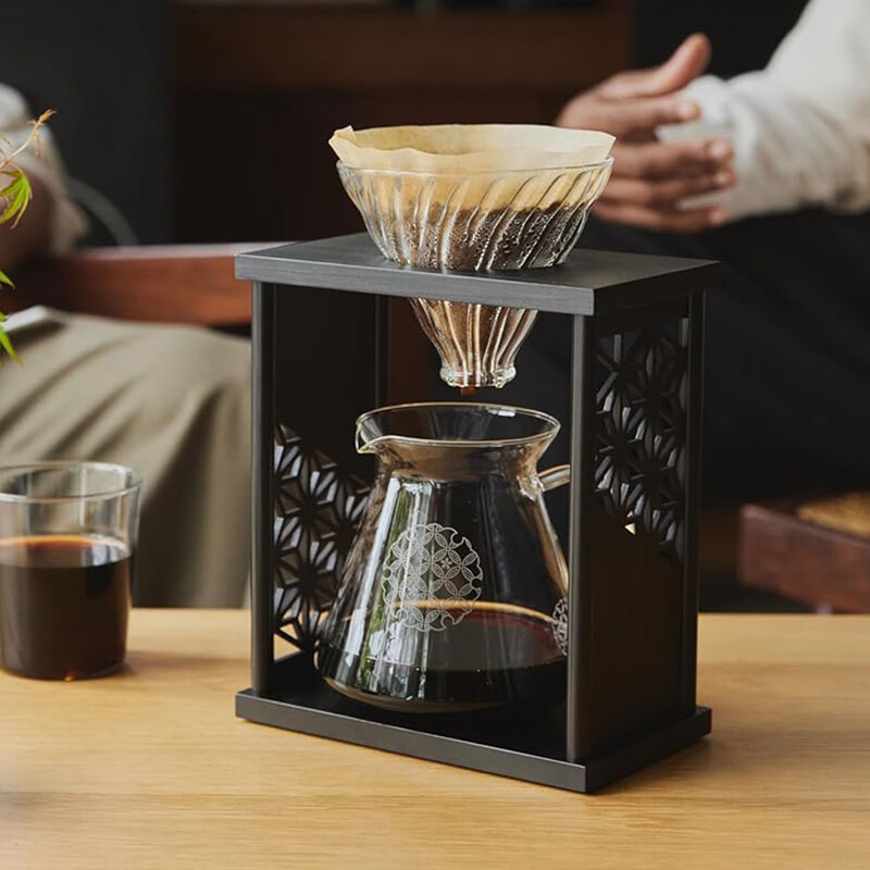 HARIO Japanese-style hand-brewed coffee set heat-resistant glass sharing pot V60 drip filter cup hand-brewed Qibao hemp leaf heat-resistant glass sharing pot Qibao style 600ml