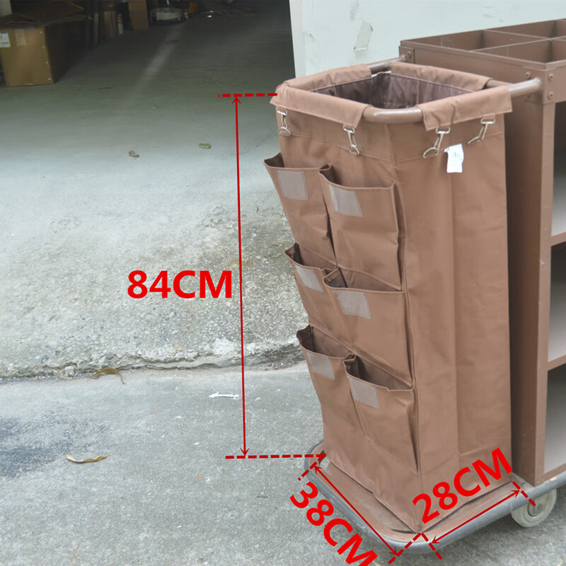 Hotel linen bag, guest room cart bag, rag bag, property clearance cart bag, custom room entrance service cart linen cart bag, room entrance cart multi-pocket metal buckle large cloth bag