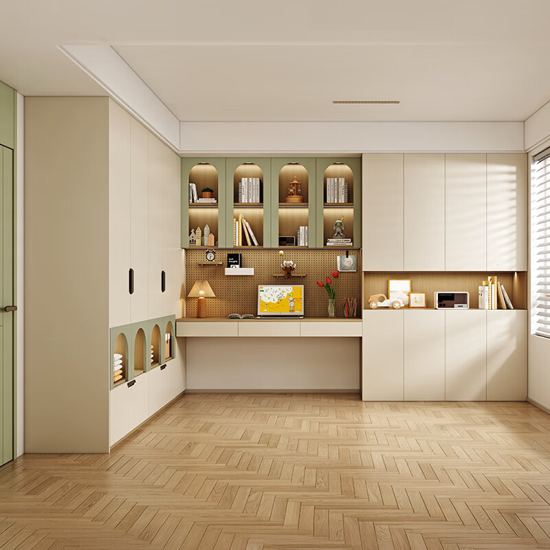 Sofia whole house custom bed box double bed Japanese tatami bed bedroom furniture bay window study room bookcase wardrobe combination customized gold