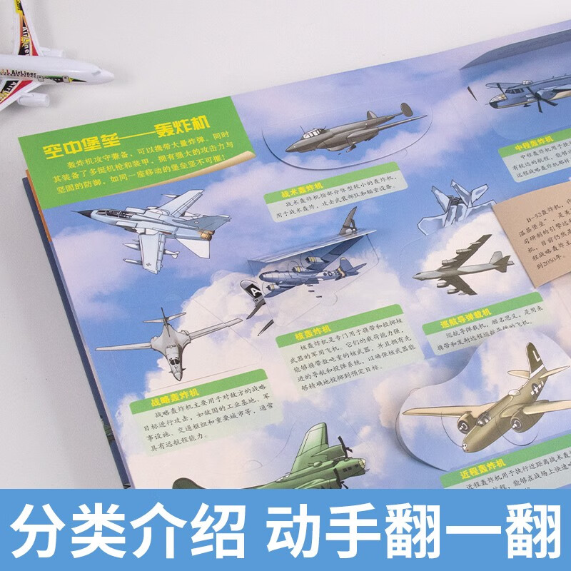 Aircraft fighter pop-up book 3D three-dimensional flip book 2-12 years old aircraft science fighter hardcover hard-shell submarine
