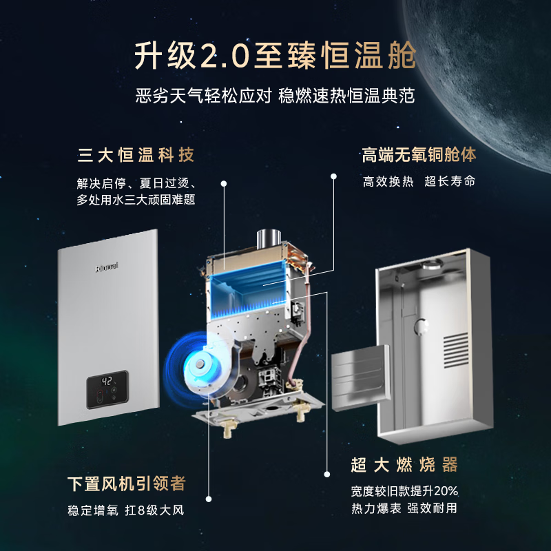 Rinnai Xiaomanyao Pro plus 16-liter Aurora Gray gas water heater super thermostatic core thermostatic water heater 16GD33 (JSQ31-GD33)