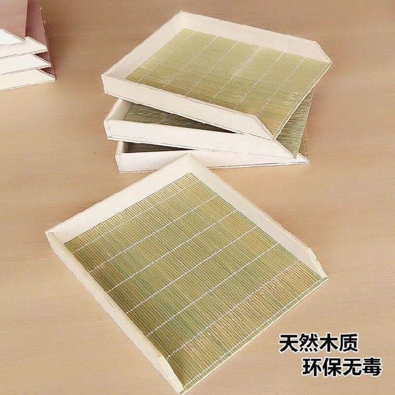 MODX Bamboo Wooden Dumpling Wonton Storage Box Rectangular Bamboo Dumpling Tray Stackable Dumpling House Freezer Special Length 45 Width 35 Height 4.5 cm Bamboo Default