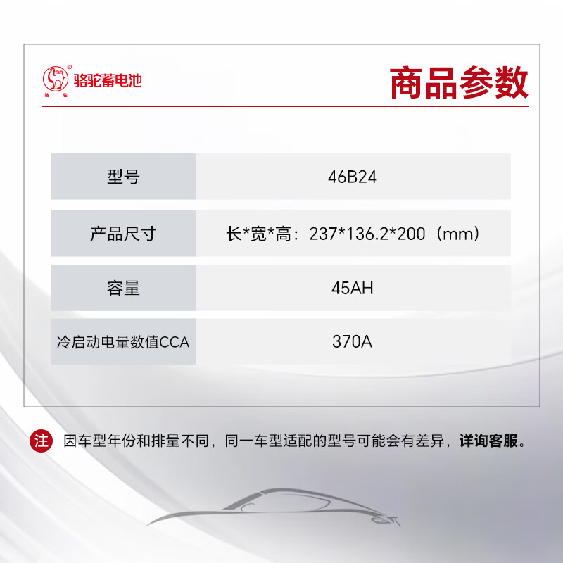 CAMEL car battery Classic 6-QW-65min (370) 46B24LX trade-in