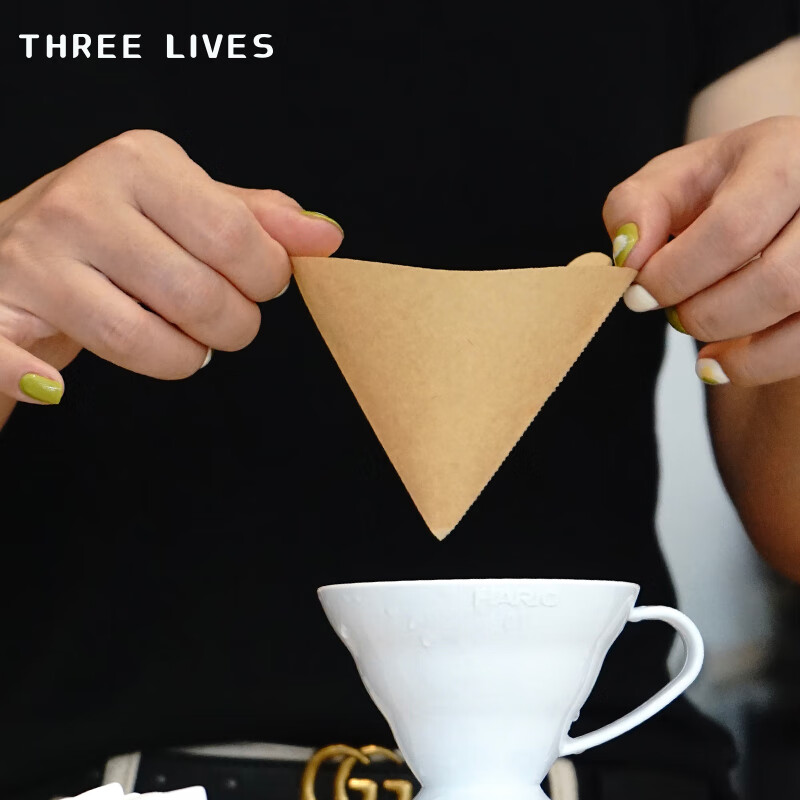 THREE LIVES Italian coffee extraction filter paper white powder bowl filter paper secondary water separation filter paper 51, 53, 58mm round 51mm white (gift box) 100 sheets