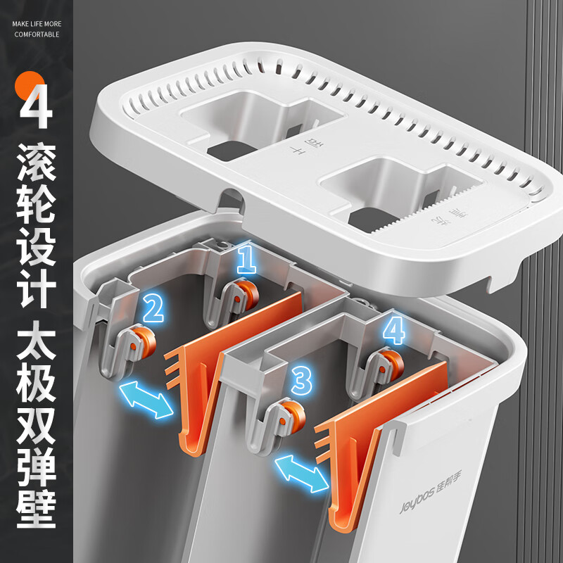 Jia Bangshou flat mop 40cm2 cloth household one mop free hand wash 2025 with bucket set washing mopping artifact body mop