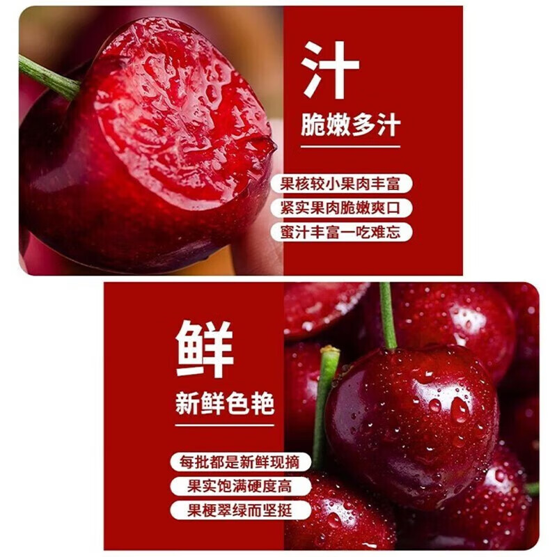 Jingyi Fresh Chilean Cherries JD/SF-Next Day Delivery to Many Places Fresh Imported Cherry Fruit Gift Box 3 Jin (Net Weight) 3J Grade Single Fruit 30-32mm