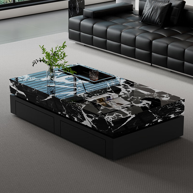 Modern minimalist slate coffee table light luxury Italian style simple small apartment living room home high-end rectangular large size coffee table Dopod green 120x60x40cm