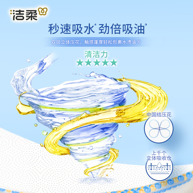 Jierou kitchen tissue paper 75 * 4 pack thickened water-absorbing oil-absorbing disposable lazy rag kitchen paper large size