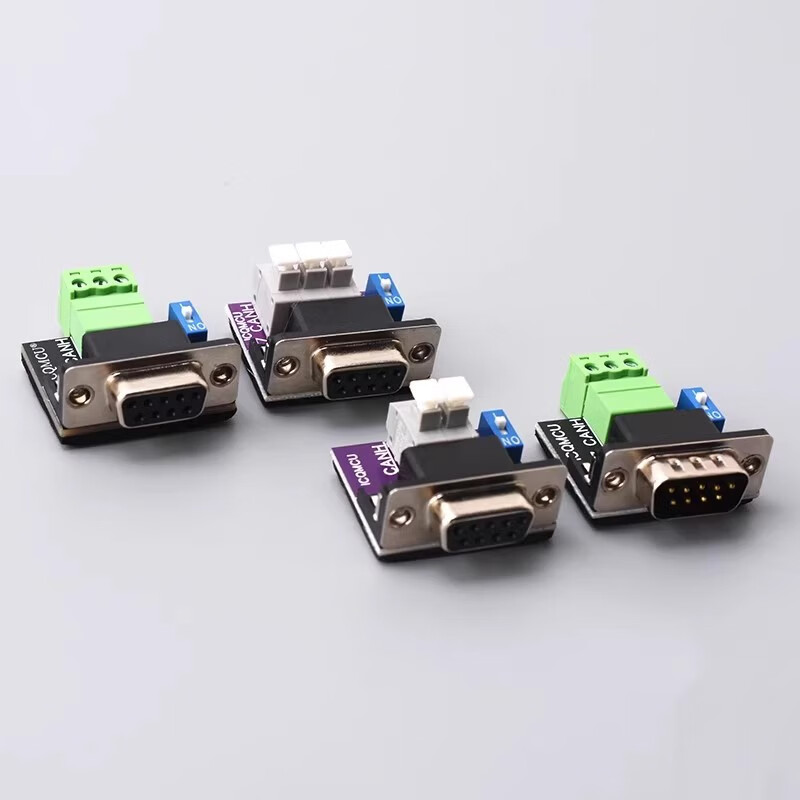 CAN adapter plate head screw-free DB9 female head with terminal 120 ohm resistance CAN interface board USB to PCAN DB9 male head with shell screws