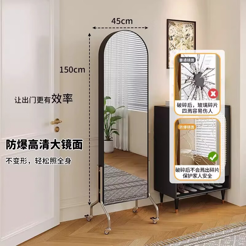 Millennium Washington Removable Mirror Full-length Mirror Ancient Style Storage Magazine Rack Floor-standing Book and Newspaper Storage Rack Rotating Dressing Mirror Black