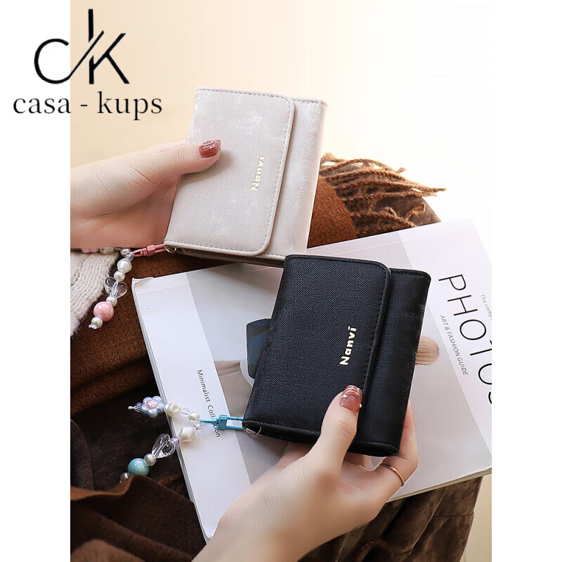 Casa-kupsCK wallet women's 2025 velvet gradient large capacity Japanese style cute retro coin card holder for women blue