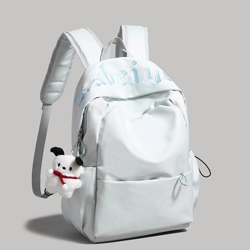 Yookdd (yookdd) backpack simple solid color junior high school college student schoolbag female large capacity computer bag mountaineering bag travel backpack schoolbag fresh blue ribbon pendant