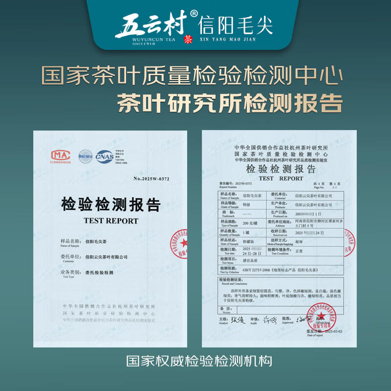 Wuyun Village 2025 new tea Xinyang Maojian 500g green tea before the rain special sprouts 2 cans total 1 jin for self-drinking with gift bag box