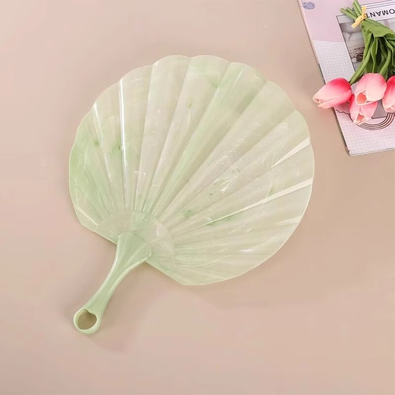 Xin Cong's new imitation jade shell fan, thickened, durable, super cool, ancient fan, portable high-end all-in-one hand-cranked fan, 3-pack, summer-relieving artifact + big handle