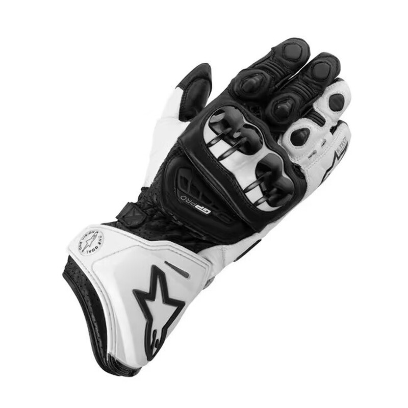 AA Star Gloves GPProGloves Classic Racing Gloves Motorcycle Genuine Leather Touch Screen Cycling Gloves Autumn and Winter New White and Black Touch Screen L