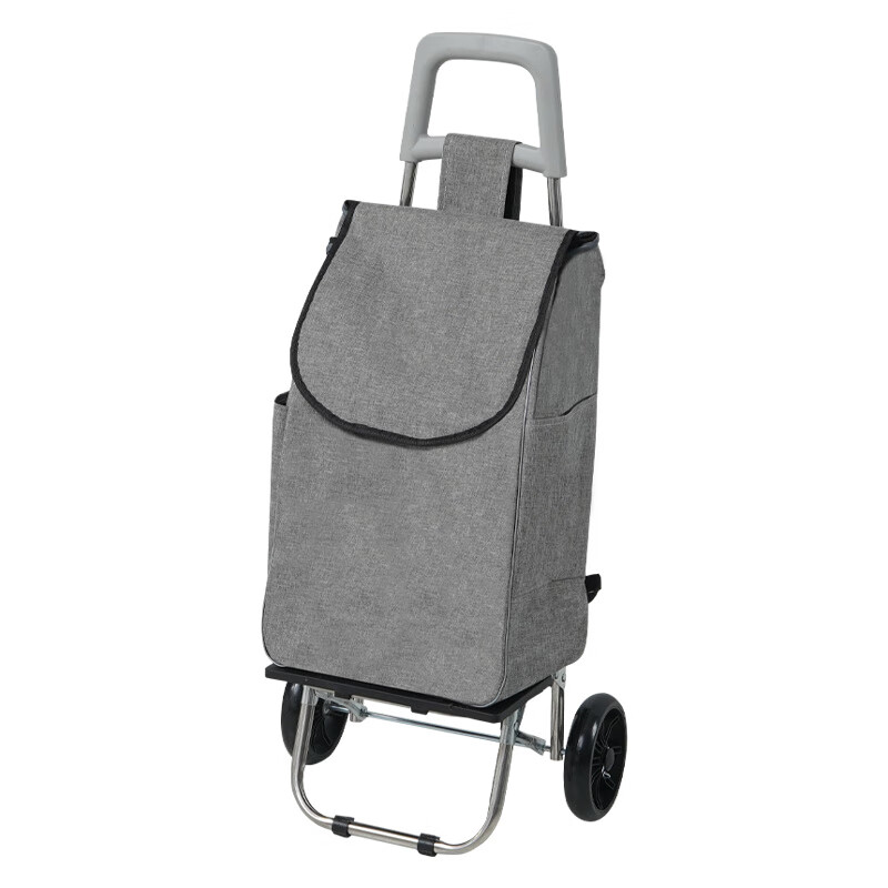 LNGA LANDGRE German imported high-quality stainless steel grocery cart small trolley household shopping cart artifact folding trolley convenient old PU bearing wheel brilliant blue bag 40*20*50cm